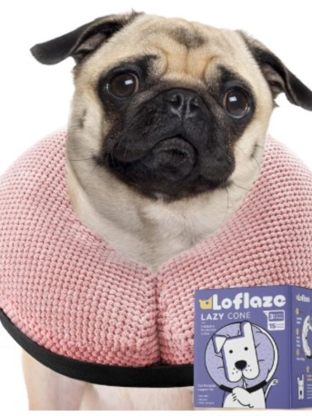 Pink Inflatable Dog Cone Recovery Collar Size Large 13–16"